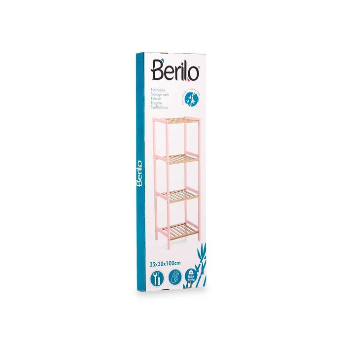 BERILO Étagère carrée 4 étagères Bambou Rosa
