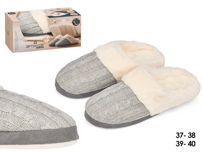 GIFTDECOR Zapatilla estar por casa femme Gris-Blanco GIFTDECOR Zapatilla estar por casa femme Gris-Blanco