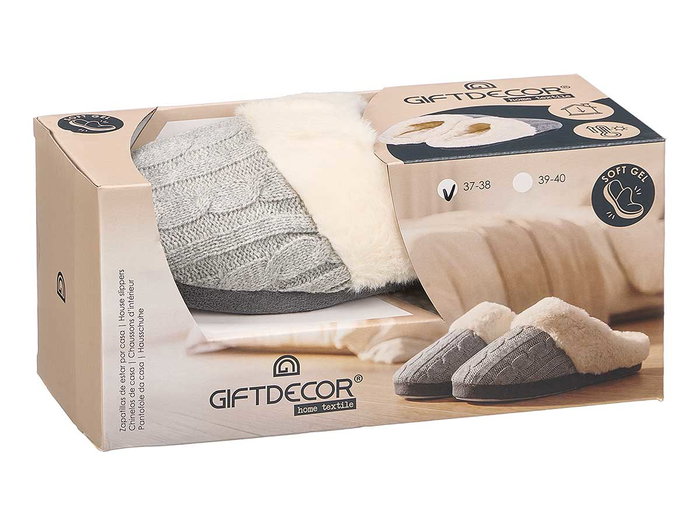 GIFTDECOR Zapatilla estar por casa femme Gris-Blanco GIFTDECOR Zapatilla estar por casa femme Gris-Blanco