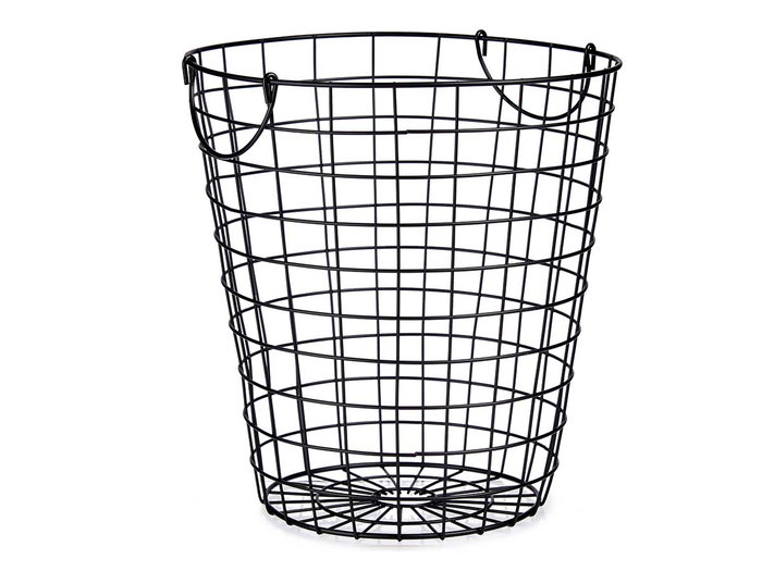 Kinvara Cesto en acier noir 30x30x30 cm, rangement décoratif (Set de 8)