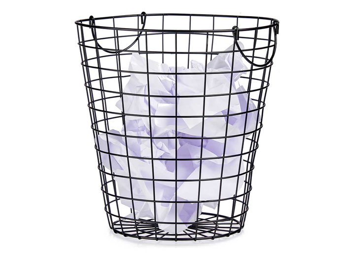 Kinvara Cesto en acier noir 30x30x30 cm, rangement décoratif (Set de 8)