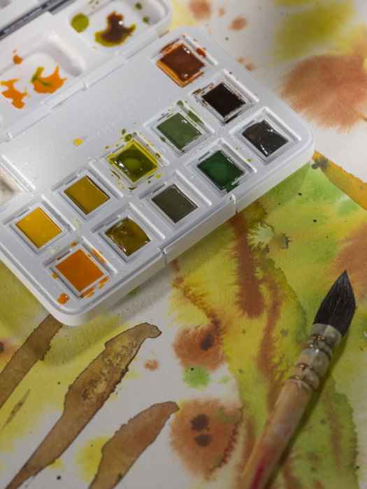 Van Gogh Étui d'aquarelles 12 couleurs tons naturels demi-pastilles