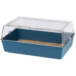 Ferplast Cage Duna Multy W2 pour Hamsters et Souris 71 * 46 * 31.5 cm Bleu - Toit Transparent et Base Détachable