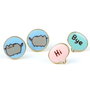 THE CARAT SHOP - Set de 3 paires de boucles d'oreilles fantaisie Hi Bye Pusheen en alliage de zinc, émail bleu et rose pastel, ton doré