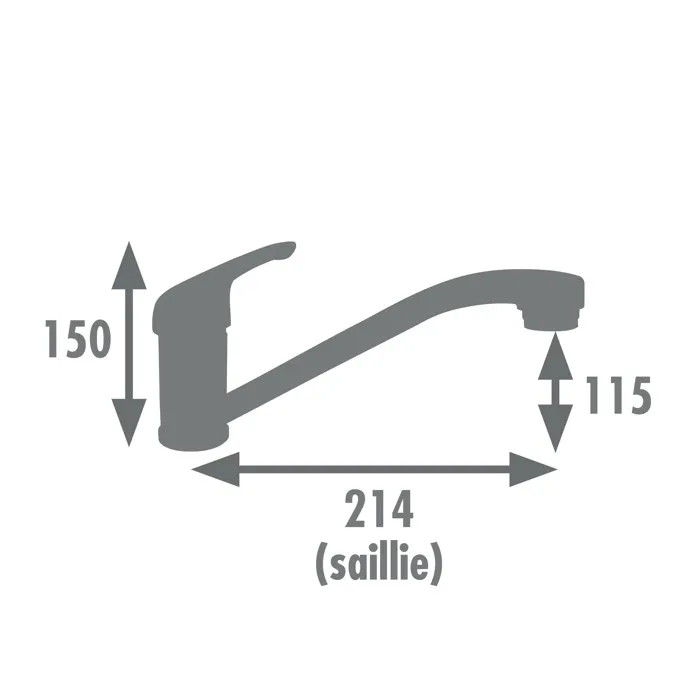 EDOUARD ROUSSEAU - Mitigeur d'évier de cuisine SUN NF chromé, style classique, fabrication française, laiton, bec mobile, réducteur de débit 15 L/min
