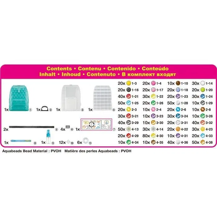 Aquabeads Sac à dos créatif DX - Coffret de perles à repasser, 1000 perles formes et couleurs, jeu créatif personnalisable pour enfants dès 4 ans - Réf. 31993
