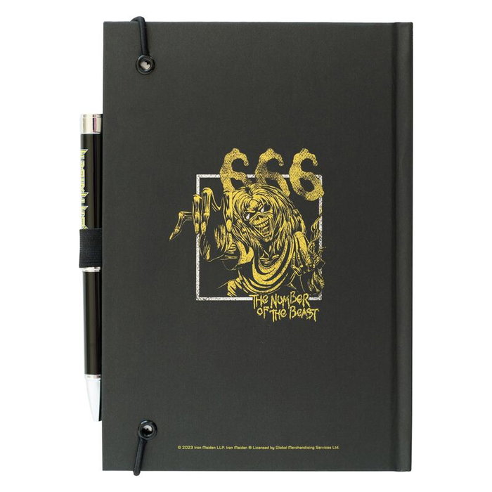 ERIK - Cahier premium A5 avec stylo projecteur Iron Maiden - 96 pages, couverture rigide, livré avec stylo et piles ERIK - Cahier premium A5 avec stylo projecteur Iron Maiden - 96 pages, couverture rigide, livré avec stylo et piles