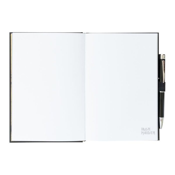 ERIK - Cahier premium A5 avec stylo projecteur Iron Maiden - 96 pages, couverture rigide, livré avec stylo et piles ERIK - Cahier premium A5 avec stylo projecteur Iron Maiden - 96 pages, couverture rigide, livré avec stylo et piles