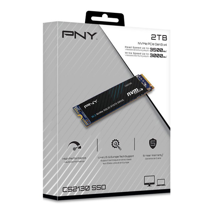 PNY CS2130 SSD 2TB M.2 PCIe NVMe Interne Disque Dur Solide (SSD) Mémoire 3D Flash PNY CS2130 SSD 2TB M.2 PCIe NVMe Interne Disque Dur Solide (SSD) Mémoire 3D Flash
