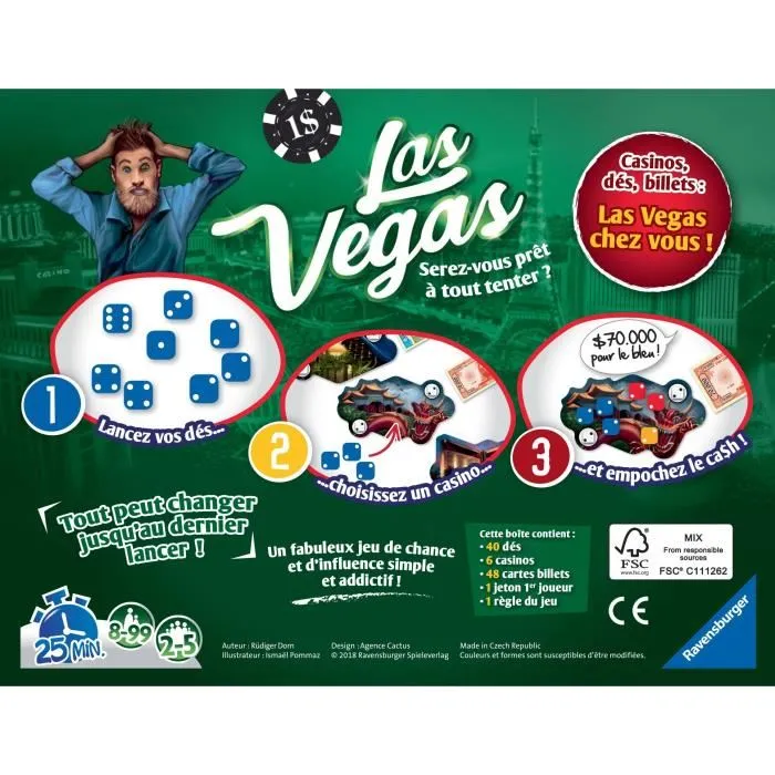 Ravensburger - Jeu d'ambiance Las Vegas - Jeu de société avec dés pour enfants et adultes à partir de 8 ans - Durée de partie environ 30 minutes