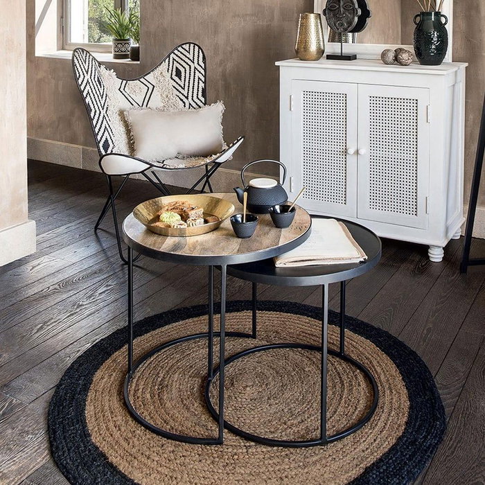 Atmosphera Tapis Noir Ø 120 cm en Jute