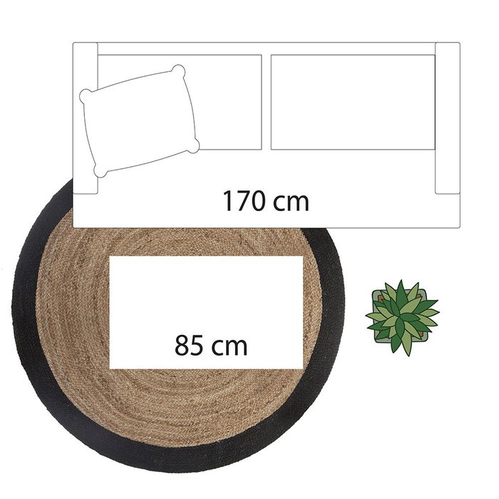 Atmosphera Tapis Noir Ø 120 cm en Jute
