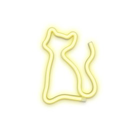 Forever Lampe Néon LED Chat Lumière Blanche Chaude USB/Piles Décoration Bureau
