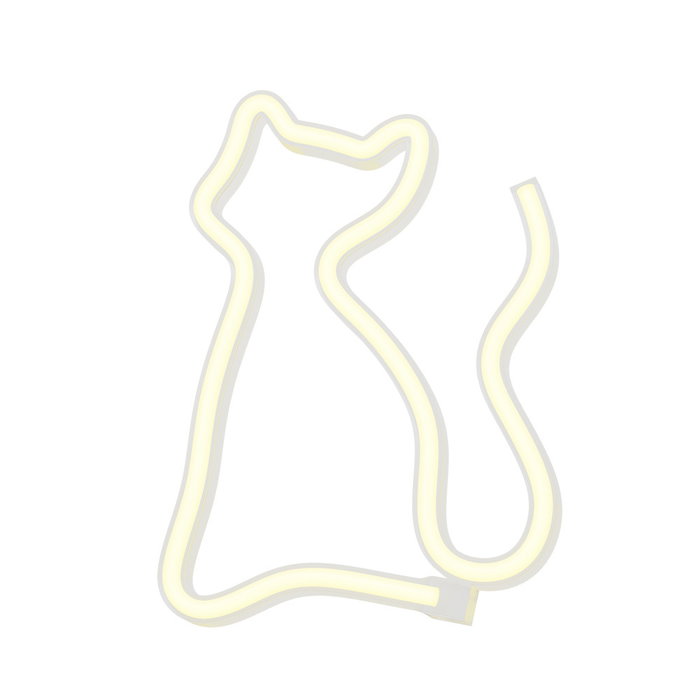 Forever Lampe Néon LED Chat Lumière Blanche Chaude USB/Piles Décoration Bureau