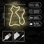 Forever Lampe Néon LED Chat Lumière Blanche Chaude USB/Piles Décoration Bureau