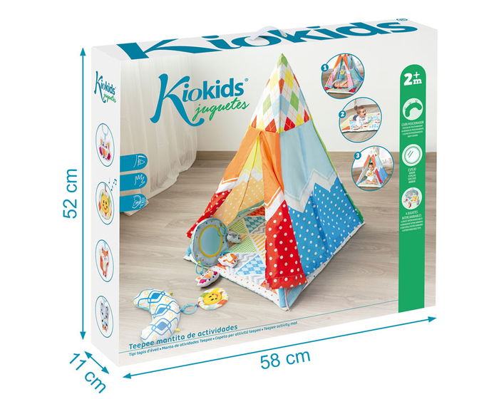 Mantita Teepee Jouet d'Activités Cirque avec Tapis de Jeu, Tipi, Jouets Suspendus et Musique - Dès 2 Mois