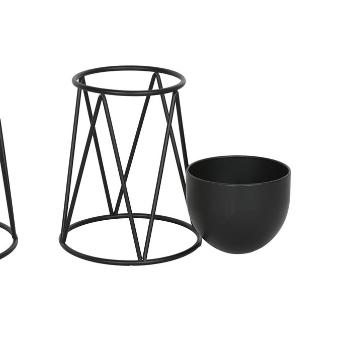 Home ESPRIT Set de 3 pots de fleurs Noir Métal