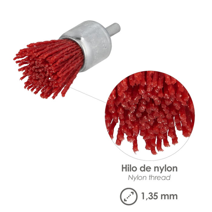 WOLFPACK LINEA PROFESIONAL Brosse en nylon Ø 25 mm avec tige 1/4''