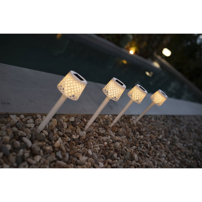 New Garden Gretita Lampe de Jardin Solaire, Lot de 4, Blanc