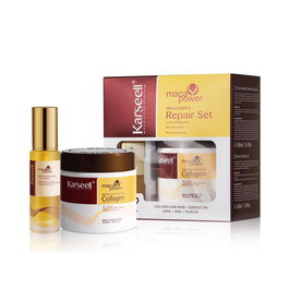 Karseell Kit Réparation Cheveux Maca et Collagène 2 Pièces - Masque Capillaire 500 ml et Huile d'Argan 50 ml - Soin Réparateur Intensif pour Cheveux Abîmés, Secs et Frisottis