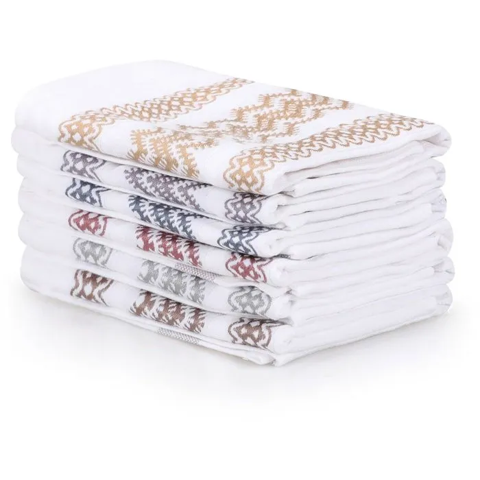 Ensemble de 6 serviettes de toilette en coton - 40 x 60 cm - Multicolore (Blanc, Marron, Jaune, Bleu, Violet, Gris)