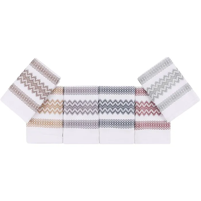 Ensemble de 6 serviettes de toilette en coton - 40 x 60 cm - Multicolore (Blanc, Marron, Jaune, Bleu, Violet, Gris)