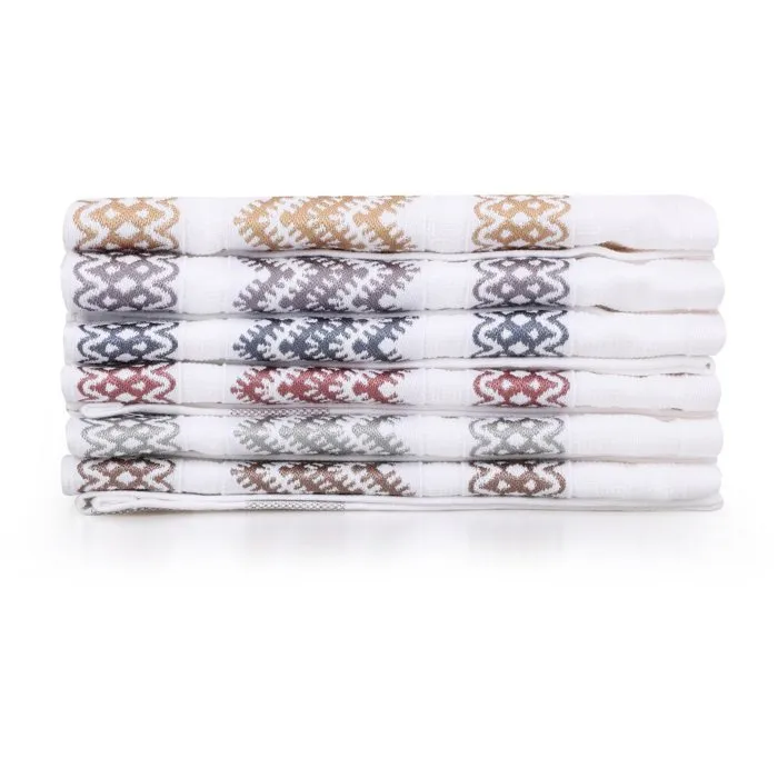 Ensemble de 6 serviettes de toilette en coton - 40 x 60 cm - Multicolore (Blanc, Marron, Jaune, Bleu, Violet, Gris)