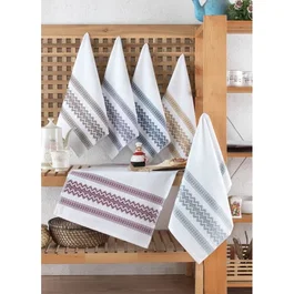Ensemble de 6 serviettes de toilette 40 x 60 cm - Multicolore