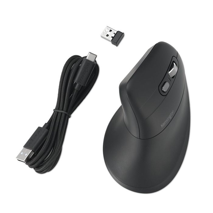 Kensington Souris Ergonomique Verticale MY630 EQ Rechargeable - Confort Pro Fit, Bluetooth et 2.4 GHz, 57% Recyclé