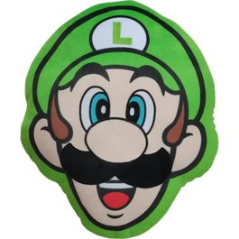 Mario Bros Coussin 3D Visage Luigi en Microfibre 40 cm
