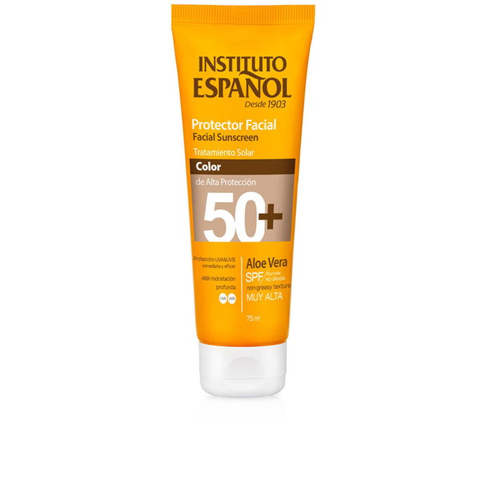 Instituto Español Crème protectrice visage à l'aloe vera avec colorant SPF50+ Instituto Español Crème protectrice visage à l'aloe vera avec colorant SPF50+