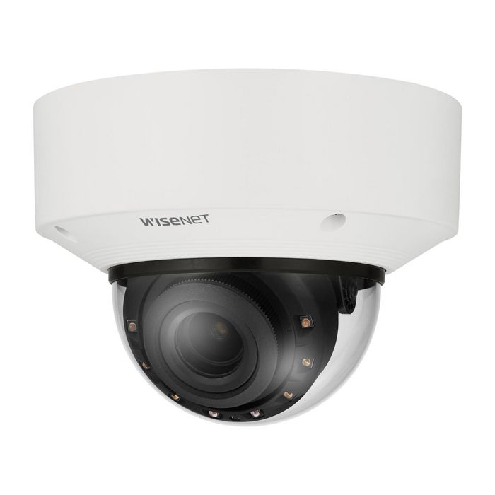 Hanwha Caméra de dôme antivandalisme intérieure Wisenet X AI 4MP 60 ips, objectif motorisé 2.8-10 mm, 120 dB WDR, IR 40 m, IP66, PoE