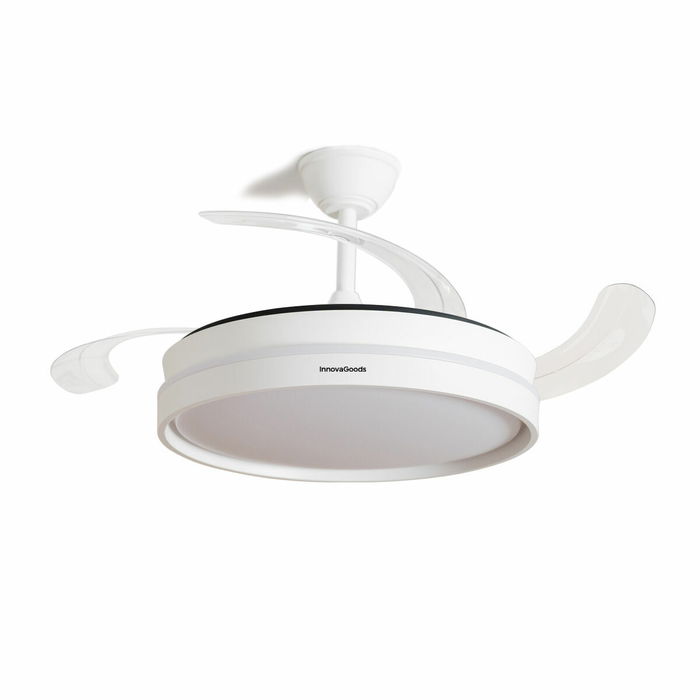 Ventilateur de Plafond avec Lumière LED et 4 Pales Rétractables Keteez InnovaGoods Blanc 72 W Ø49-104 cm
