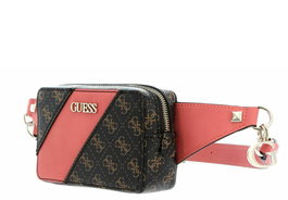 Guess Sac banane en tissu pour femme, logo 4G, corail/marron, modèle Camy