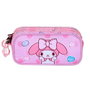 Karactermania - Etui scolaire triple compartiments Hello Kitty My Melody avec bande de transport pour trolley, 3 zip intérieurs, dimensions 11x23x10cm