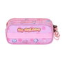 Karactermania - Etui scolaire triple compartiments Hello Kitty My Melody avec bande de transport pour trolley, 3 zip intérieurs, dimensions 11x23x10cm