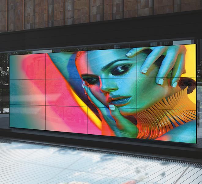 B-Tech BT8312 Support videowall modulaire profil mince avec micro-ajustement et ouverture soft (VESA 600x400)