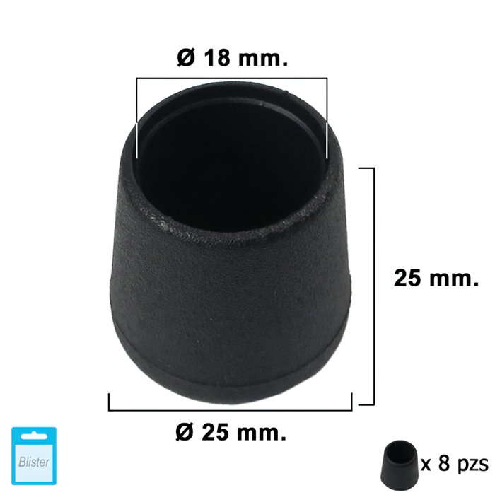 MAURER Embout Conique Noir 18mm, Blister de 8 pièces MAURER Embout Conique Noir 18mm, Blister de 8 pièces