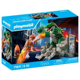 Playmobil 71831 Figurine Playmobil Super Heroes - Ensemble Les Super-Héros Contre le Lézard Géant Articulé avec Accessoires et Décor - 4 ans et plus