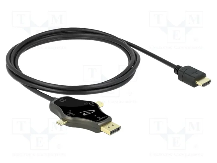 DELOCK Adaptateur 4K UHD 2160p DisplayPort/mini DisplayPort/USB C vers HDMI 1,75m