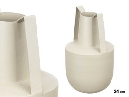 GIFTDECOR Jarrón Acero Doble Asa Crema Pastel Marron claro
