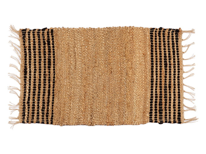 Giftdecor Tapis Naturel Rayures Noir 60 x 90 cm Jute Coton (Set de 12)