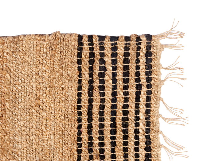 Giftdecor Tapis Naturel Rayures Noir 60 x 90 cm Jute Coton (Set de 12)