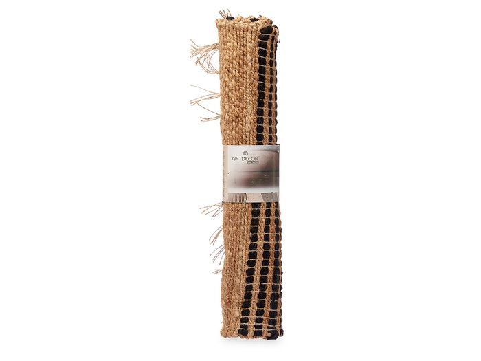 Giftdecor Tapis Naturel Rayures Noir 60 x 90 cm Jute Coton (Set de 12)