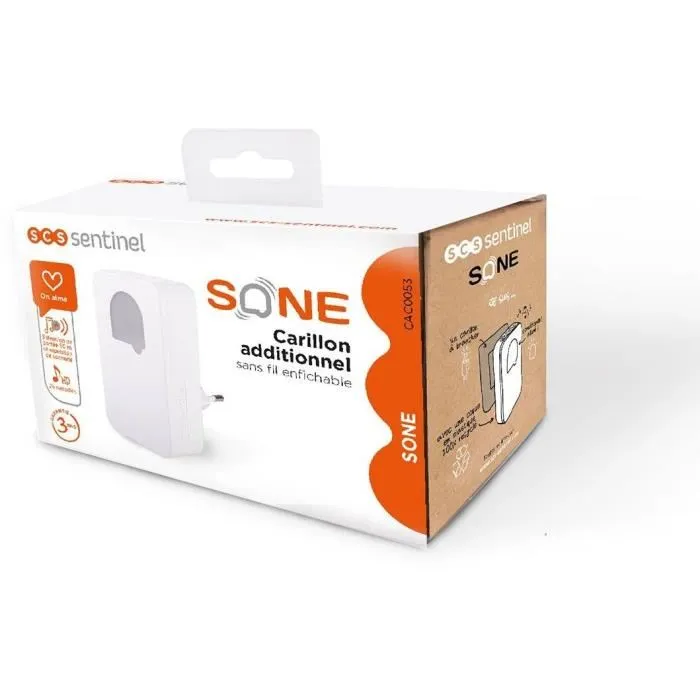 SCS Sentinel Carillon additionnel compatible SONE et EcoBell, Sans fil, Blanc, modèle CAC0053, Portée étendue, 433.92 MHz