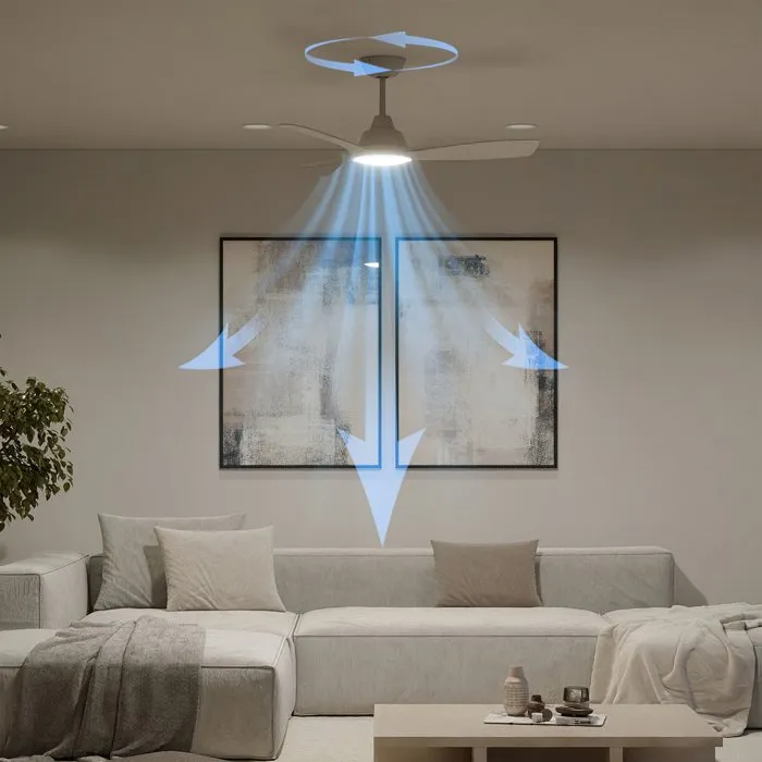 Philips - Ventilateur de plafond à pales fixes avec lumière blanche réglable et télécommande - Flux d'air puissant réversible - 6 vitesses - Silencieux (<50 dB) - Blanc
