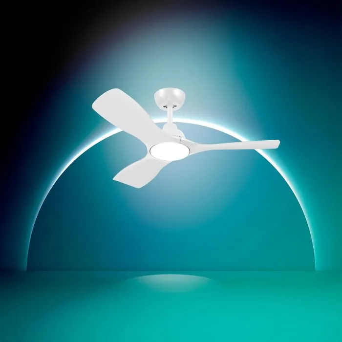 Philips - Ventilateur de plafond à pales fixes avec lumière blanche réglable et télécommande - Flux d'air puissant réversible - 6 vitesses - Silencieux (<50 dB) - Blanc