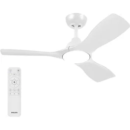Philips - Ventilateur de plafond à pales fixes avec lumière blanche réglable et télécommande - Flux d'air puissant réversible - 6 vitesses - Silencieux (<50 dB) - Blanc