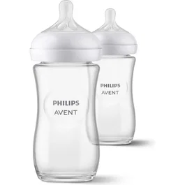 Philips Avent Lot de 2 Biberons Natural 3.0 SCY933/02 - 240 ml - Verre
