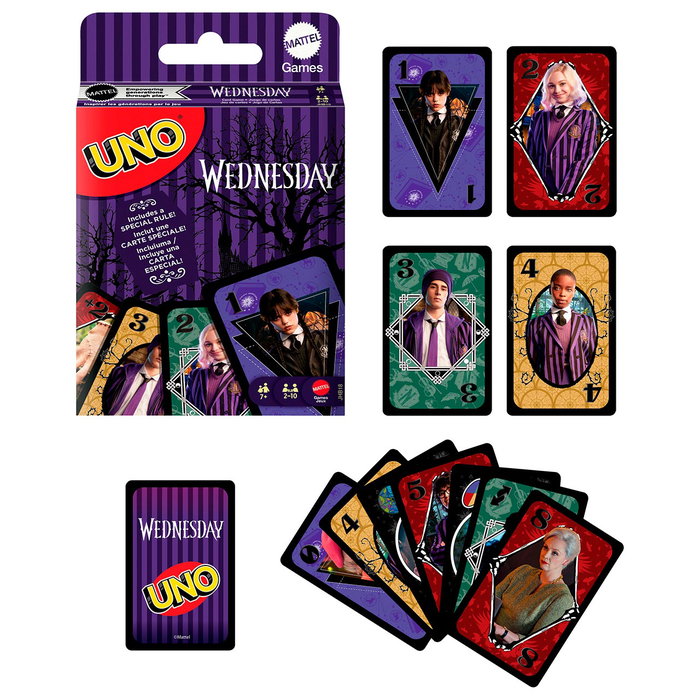 Mattel Games Jeu de cartes UNO Édition Wednesday JHB18 - Jeu de société inspiré de la série TV Mattel Games Jeu de cartes UNO Édition Wednesday JHB18 - Jeu de société inspiré de la série TV